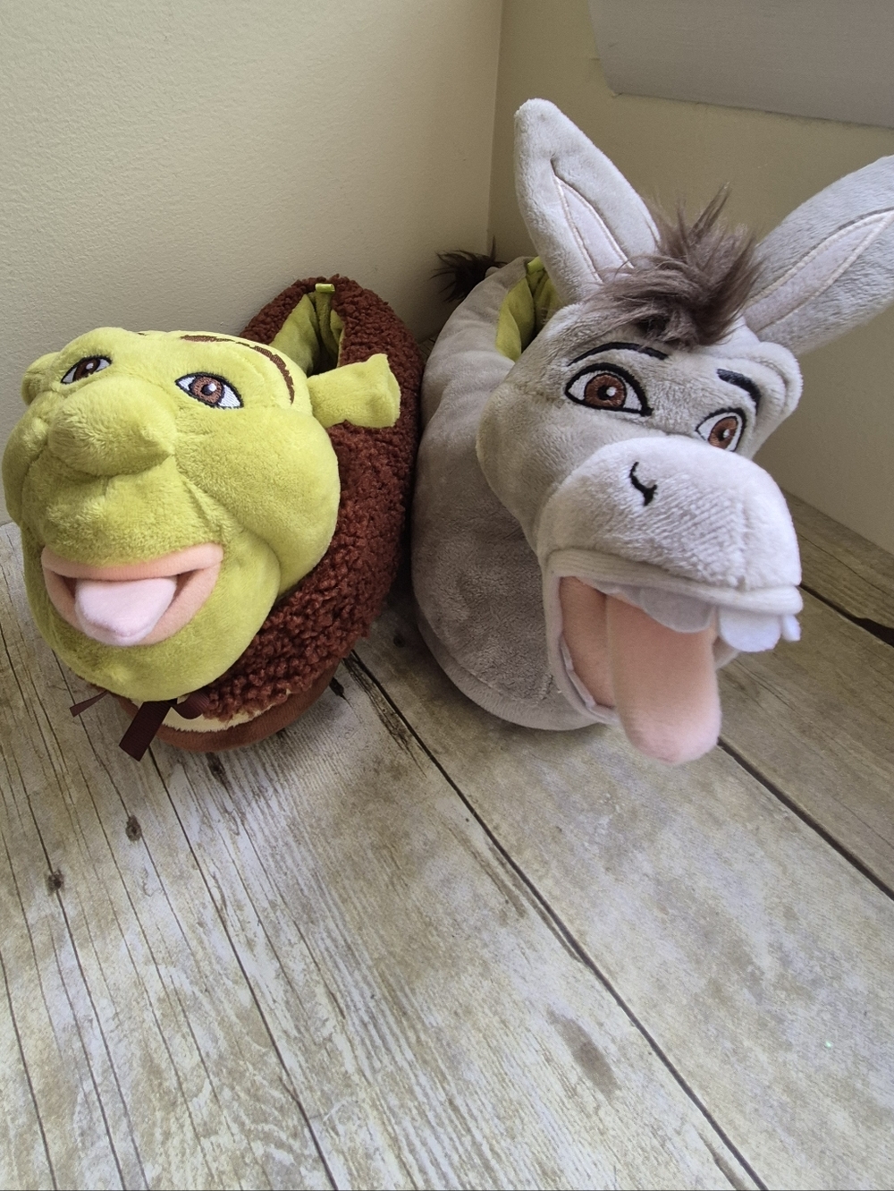 Shrek & Donkey Plush Slipper Pair - Green and Gray, Unisex - Picture 10 of 12